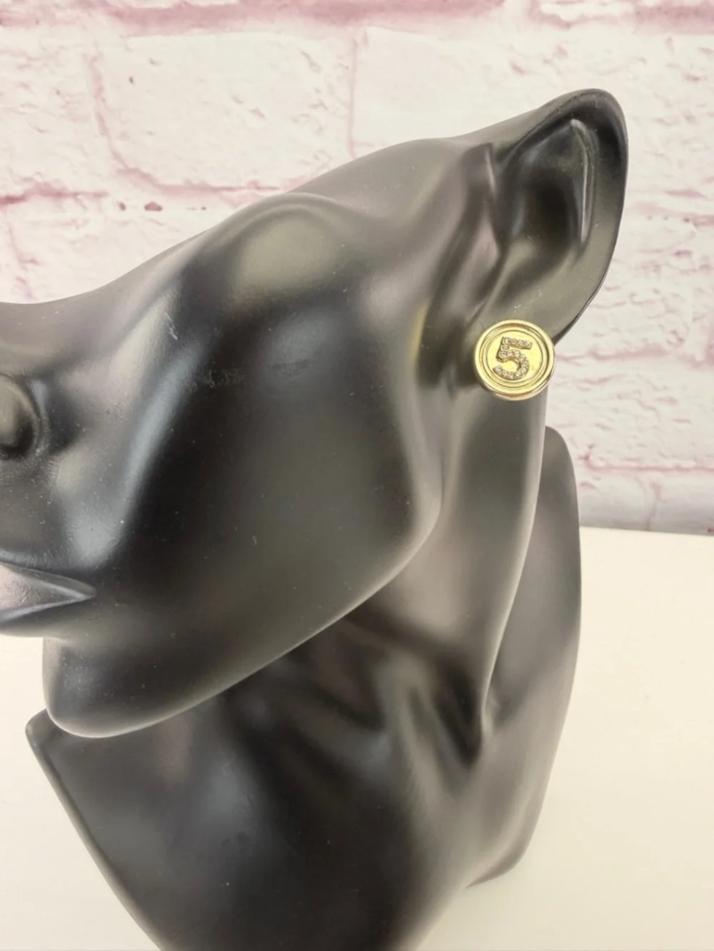 Chanel CC 5 Stud Earrings Gold Metal Golden